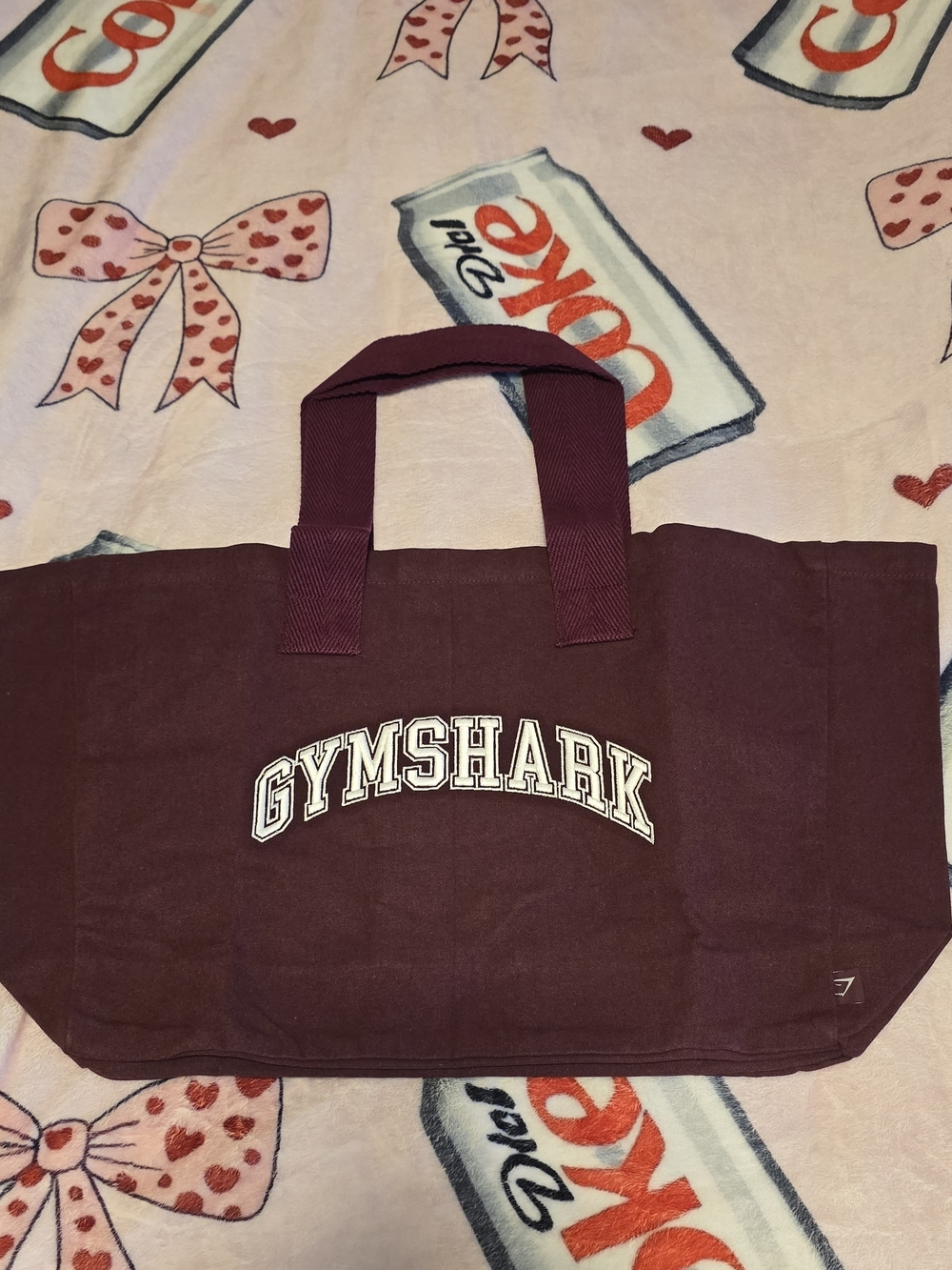 Gymshark Maroon Canvas Tote with White Logo